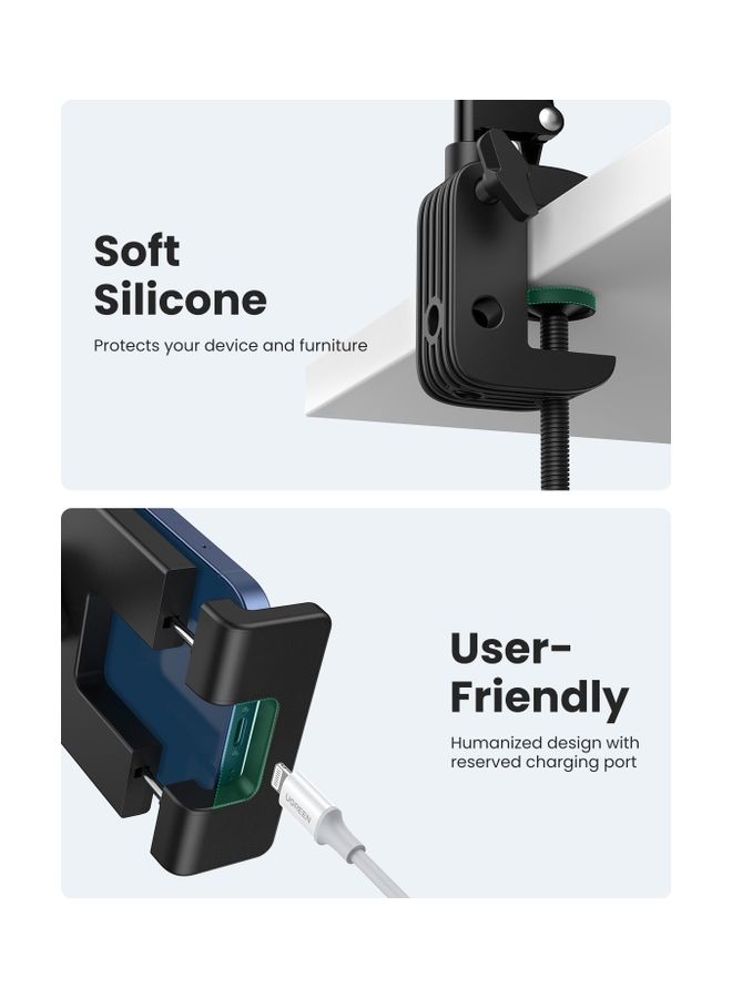 يو جرين حامل تابلت وآي باد وهاتف قابل للتعديل بزاوية 360 درجة مناسب للاستلقاء متوافق مع هواتف آيفون 14/ 14 بلس/ 14 برو ماكس/ 14 برو/ آيفون 13/ 13 ميني/ 13 برو/ 13 برو ماكس وآي باد برو وميني وآي باد 9 وجميع أجهزة التابلت والهواتف مقاسات ما بين 4 بوصة وحتى 12.9 بوصة - Image 5